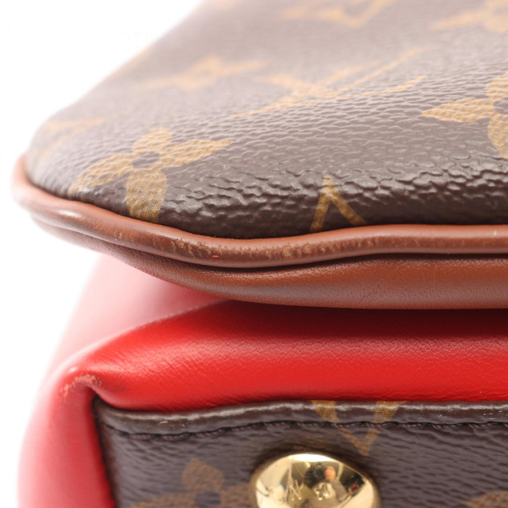 Louis Vuitton Black Brown Monogram Red Color Rouge Coated Canvas Leather Handbag (Pre-Owned)