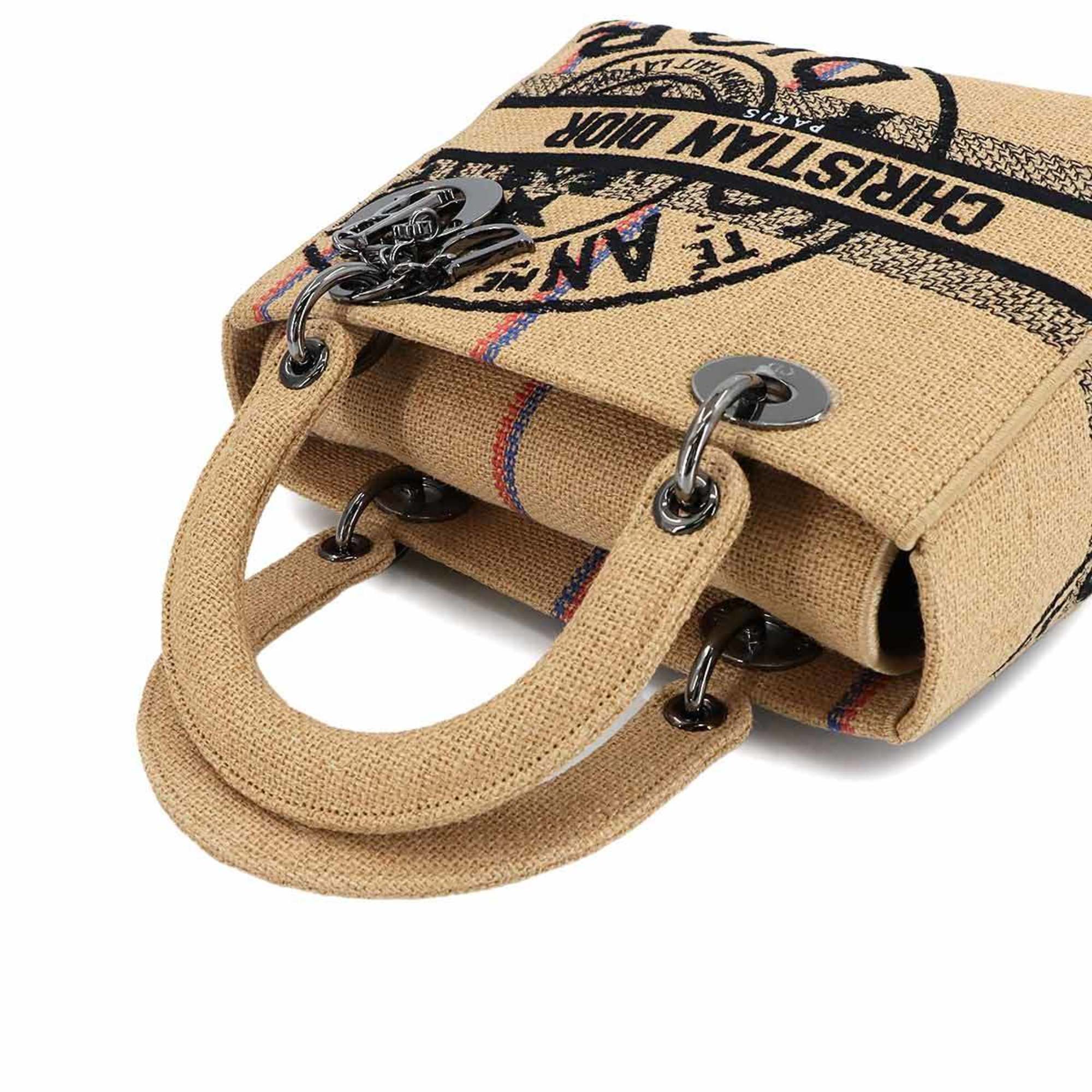 Christian Dior Beige Canvas Handbag Shoulder Bag (Pre-Owned)