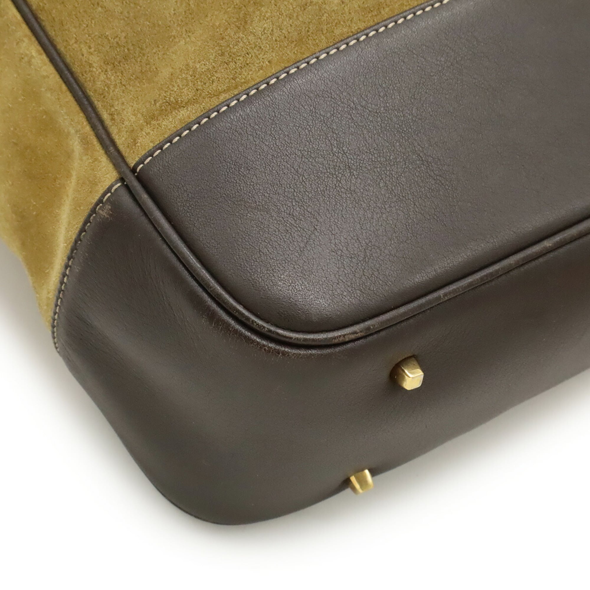 Loewe Beige Black Dark Brown Khaki Suede Leather Pouch Tote Bag (Pre-Owned)