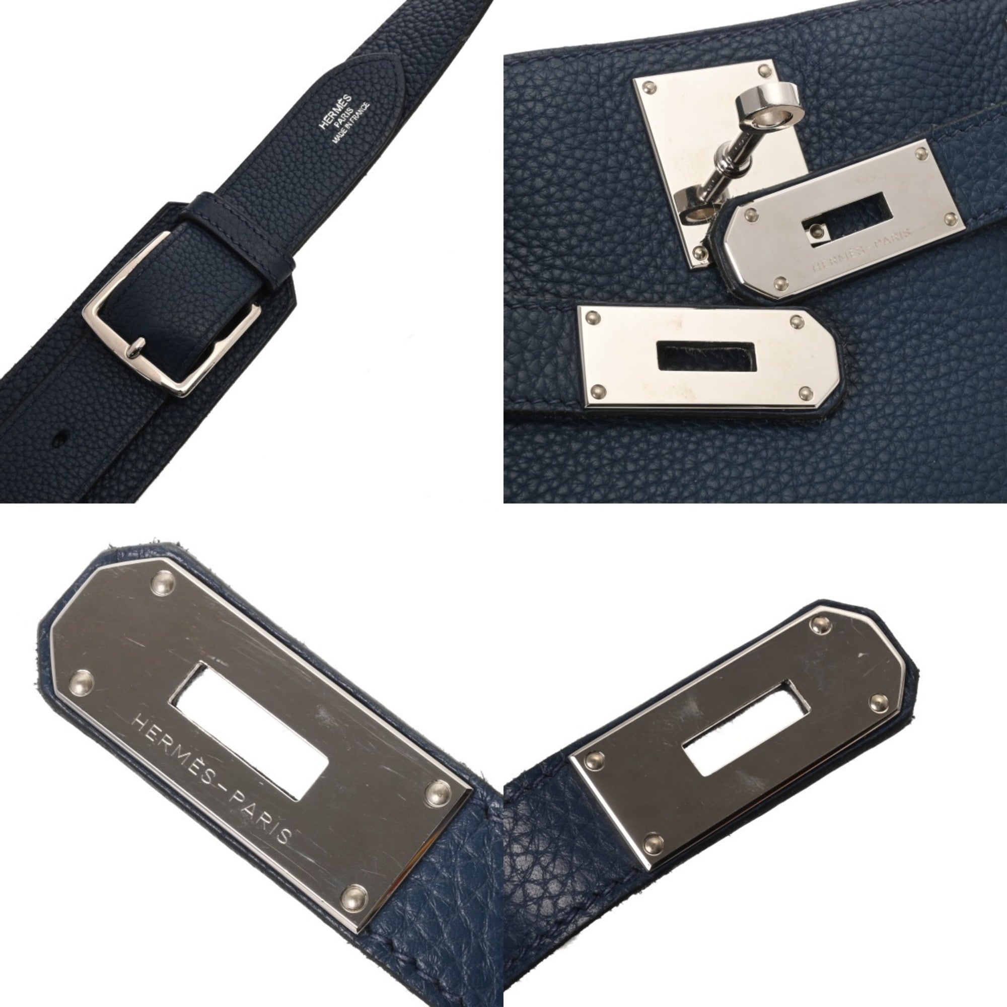 Hermes Blue Taurillon Clemence Leather Shoulder Bag (Pre-Owned)