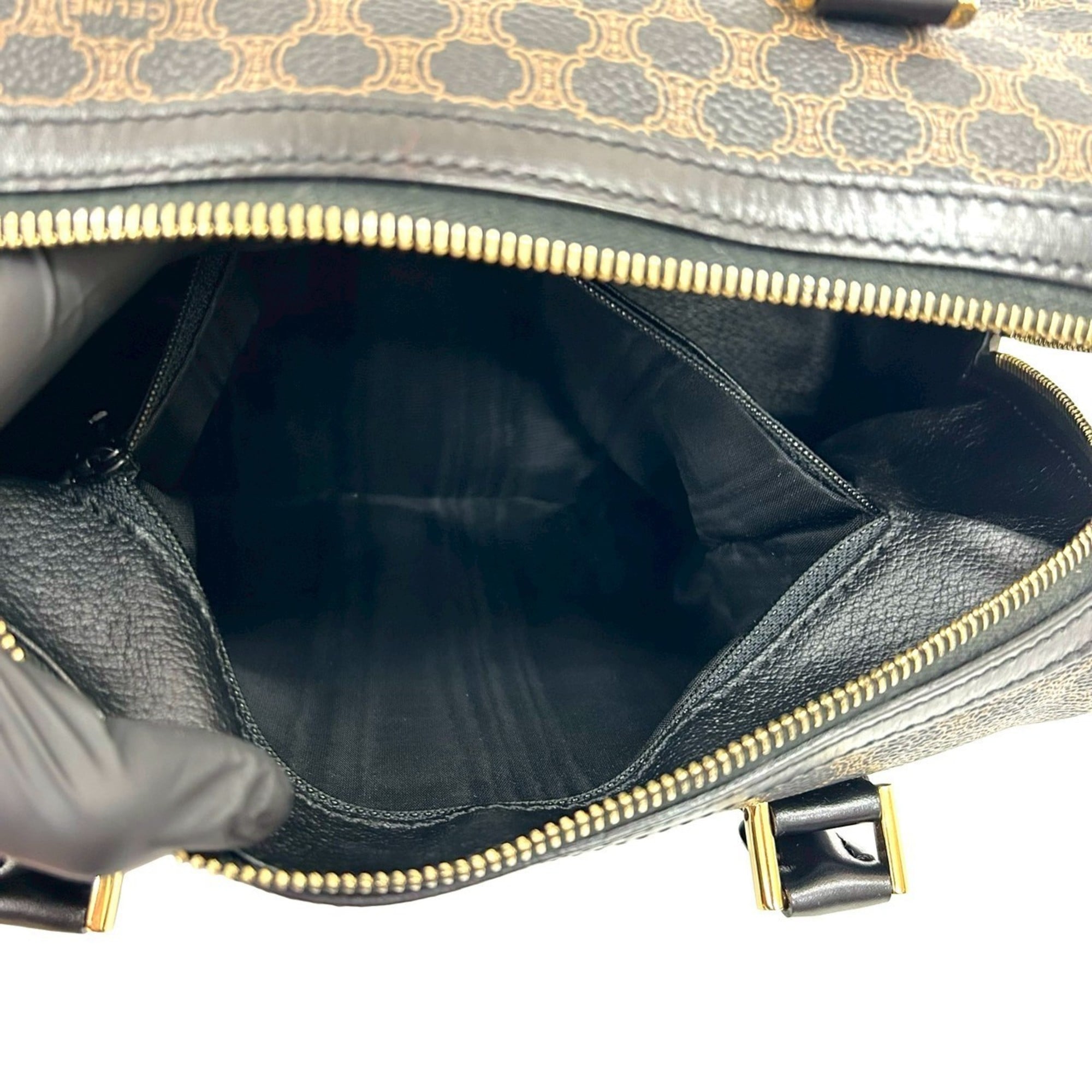 Celine Black Brown Leather Pvc Boston Bag Handbag (Pre-Owned)
