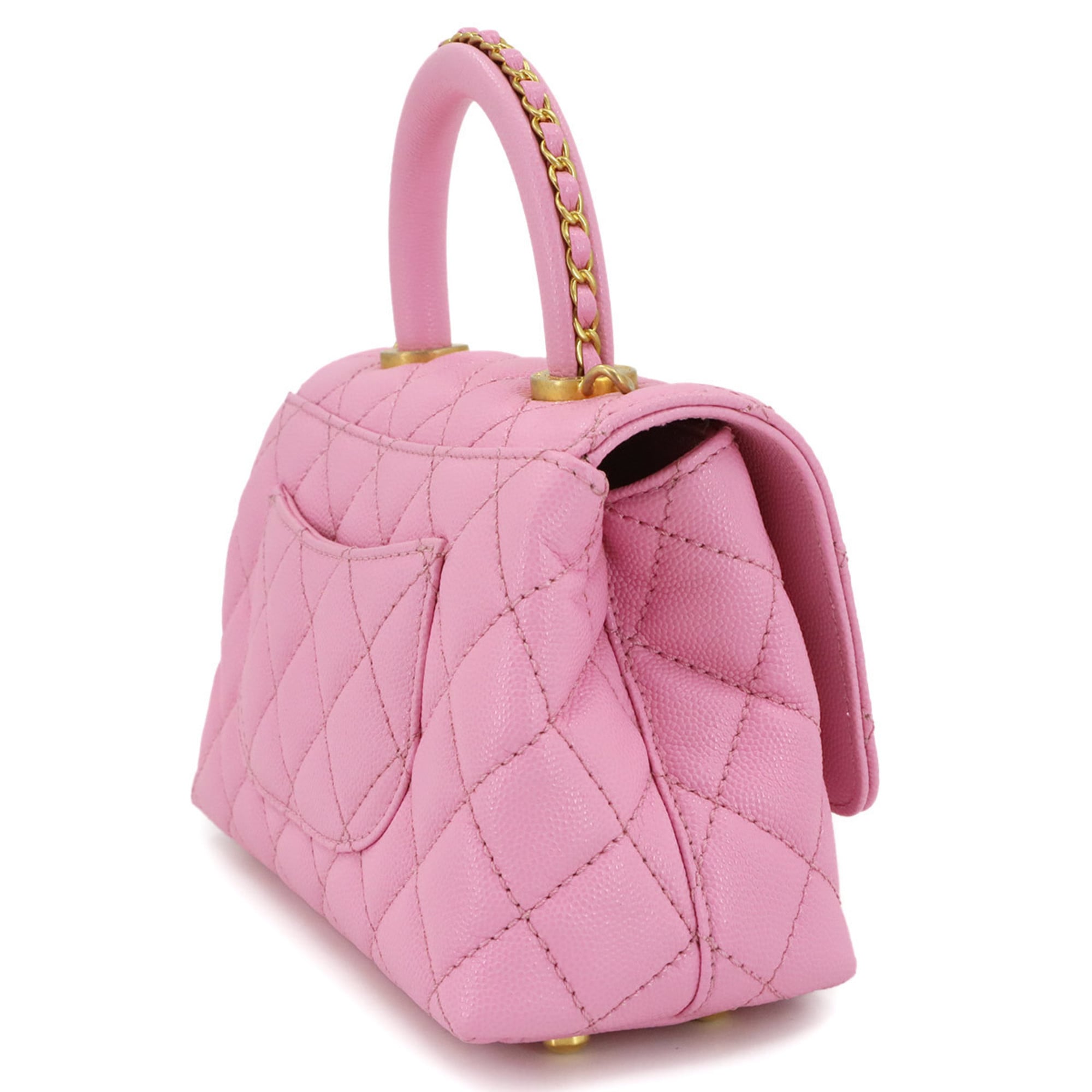 Chanel Pink Grained Calfskin Handbag Shoulder Bag (Pre-Owned)