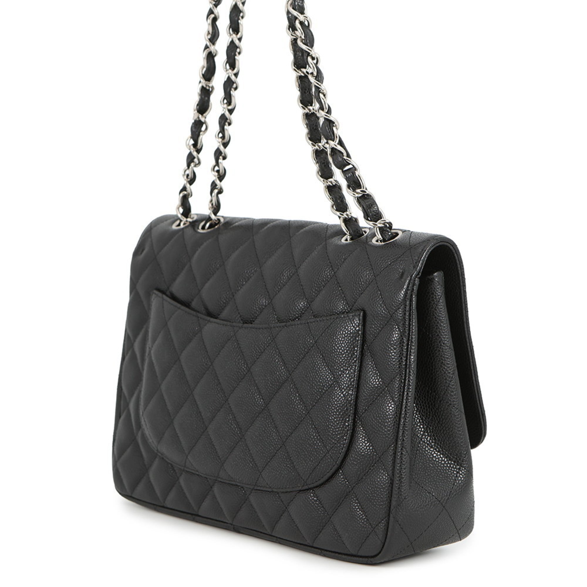 Chanel Matelasse Black Grained Calfskin Shoulder Bag (Pre-Owned)