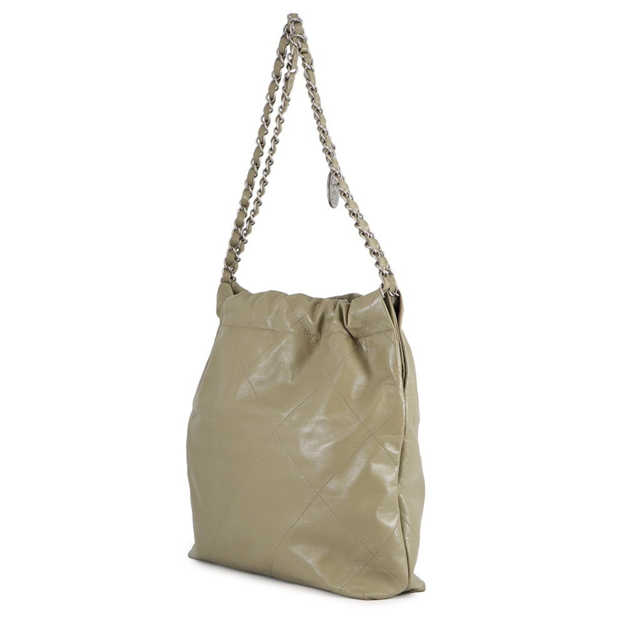 Chanel Khaki Leather Handbag Pouch (Pre-Owned)