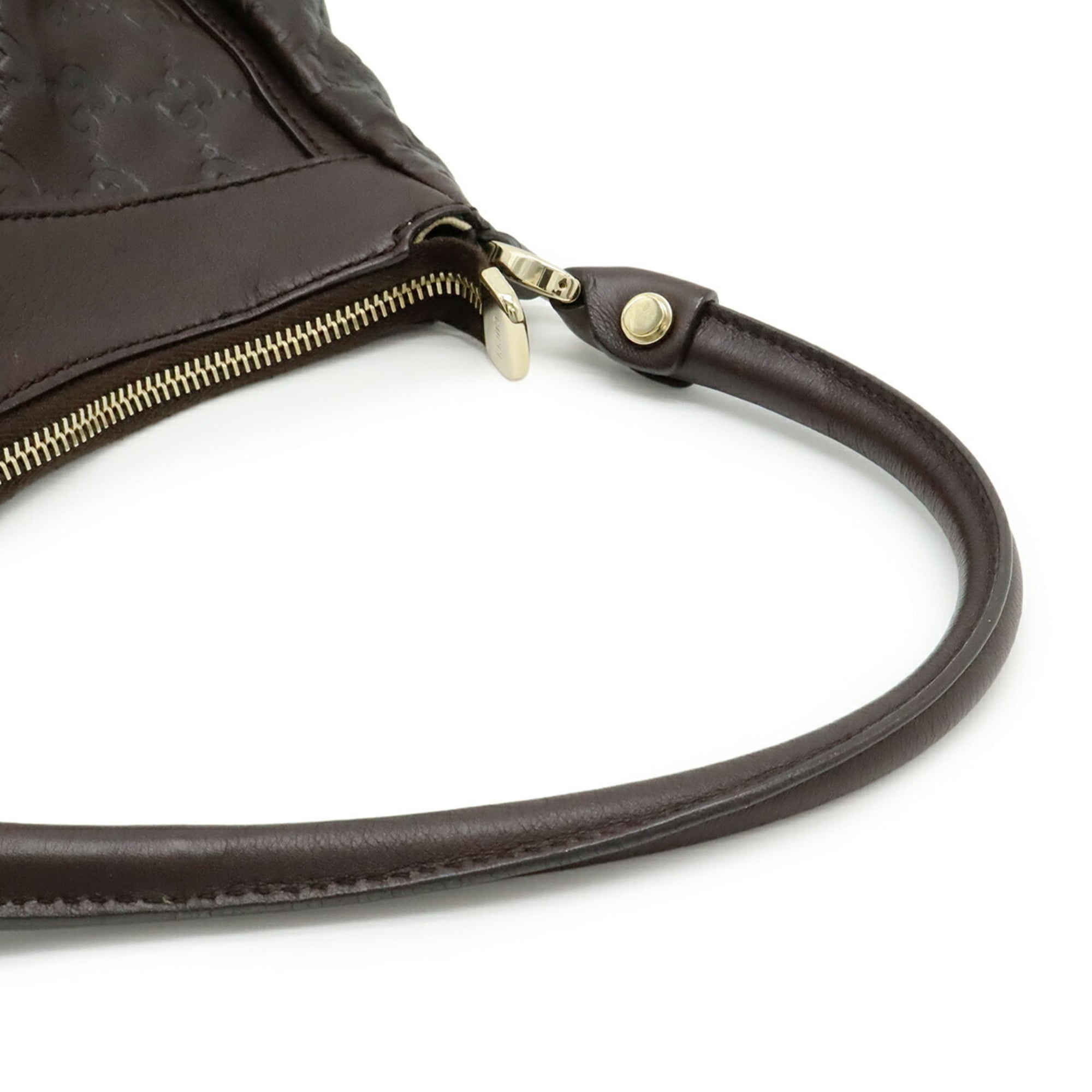 Gucci Abbey Dark Brown Gg Leather Shoulder Bag (Pre-Owned)