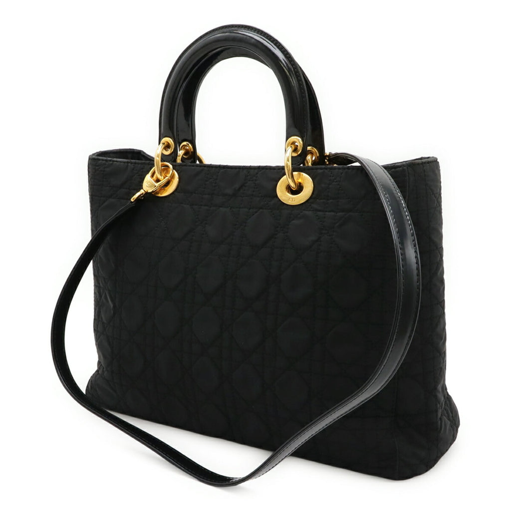 Christian Dior Lady Dior Black Nylon Handbag Tote Bag (Pre-Owned)