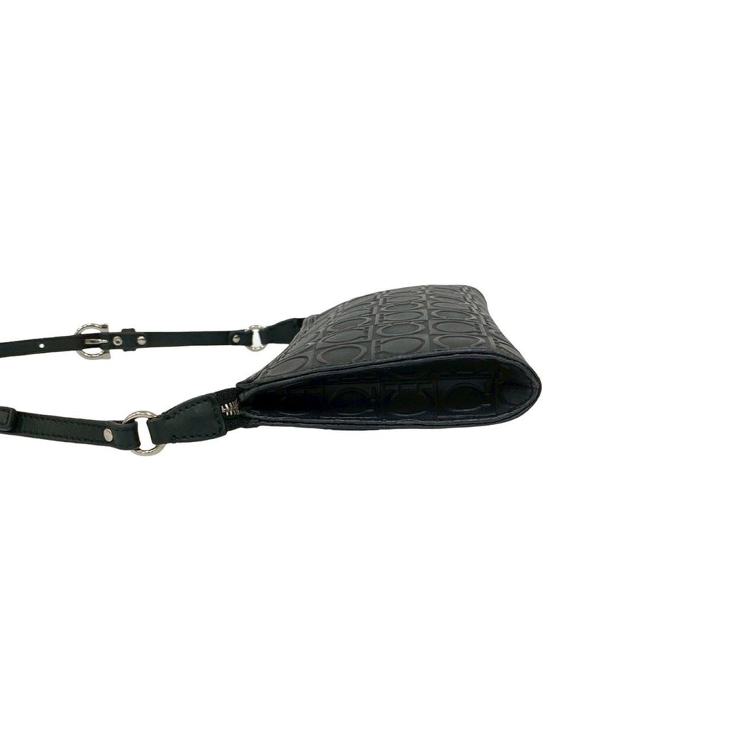 Salvatore Ferragamo Black Leather Handbag Shoulder Bag (Pre-Owned)