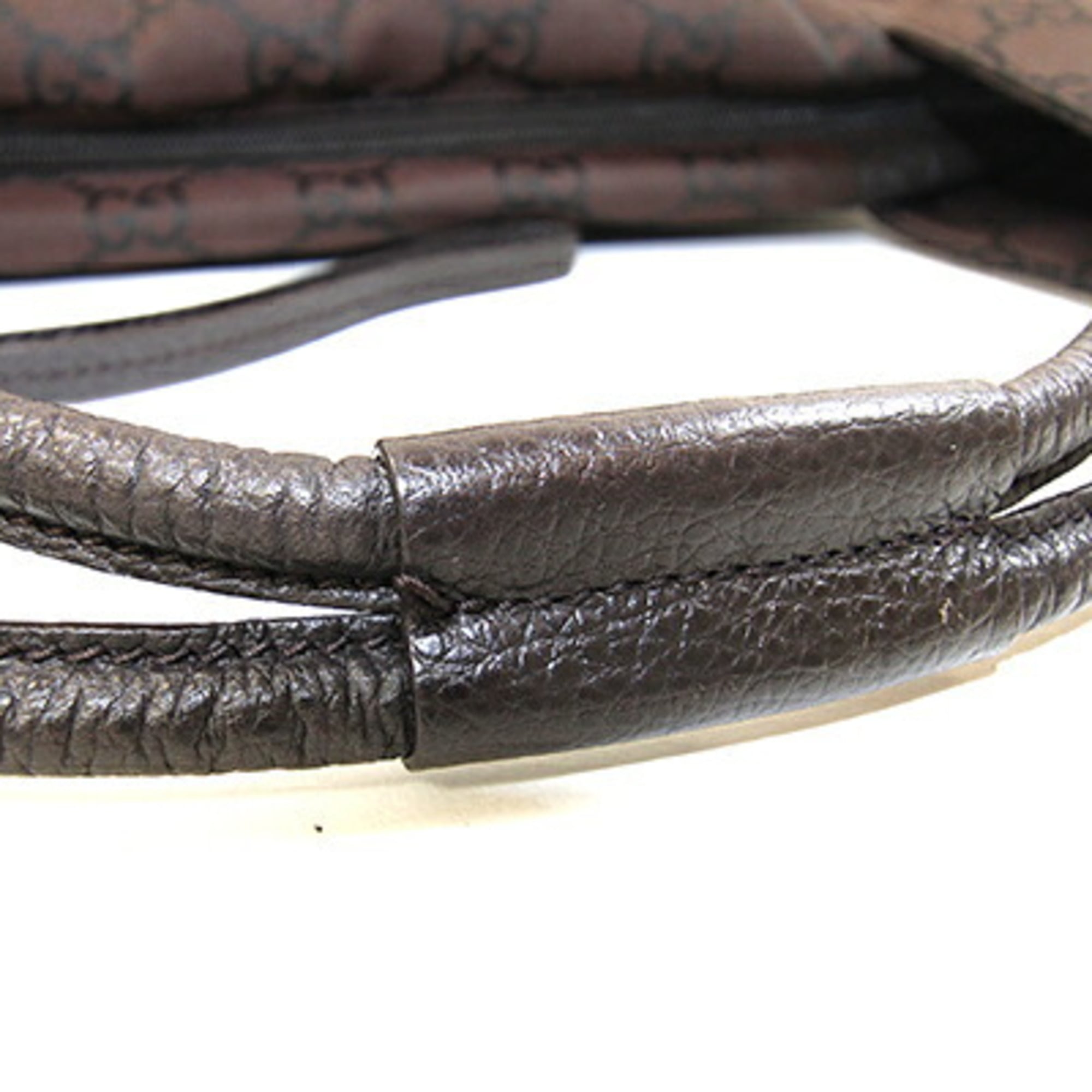 Gucci Dark Brown Nylon Leather Shoulder Bag (Pre-Owned)