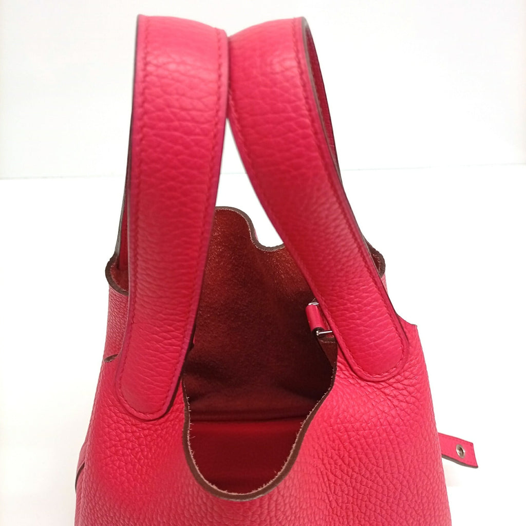 Hermes Pink Red Color Taurillon Clemence Leather Handbag (Pre-Owned)