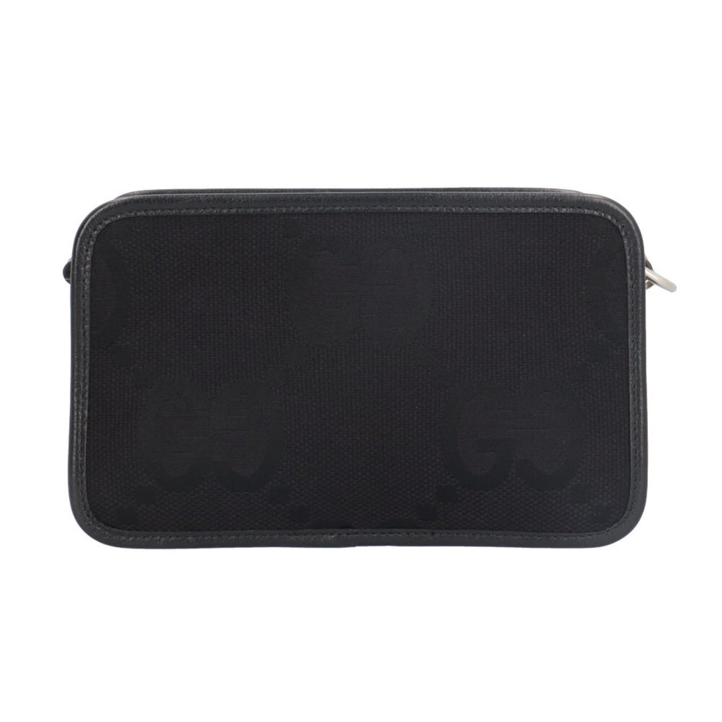 Gucci Black Gg Canvas Leather Shoulder Bag (Pre-Owned)