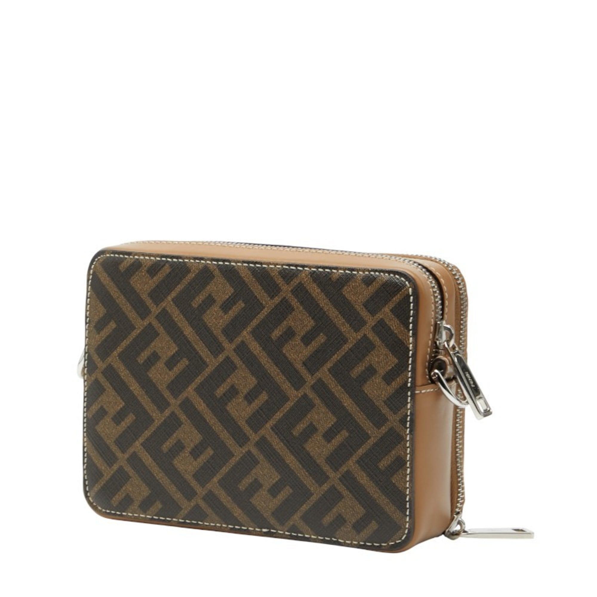 Fendi Black Brown Pvc Leather Shoulder Bag (Pre-Owned)