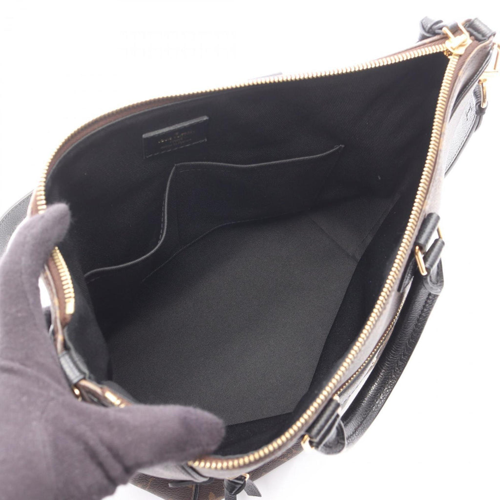 Louis Vuitton Black Brown Monogram Coated Canvas Leather Handbag (Pre-Owned)