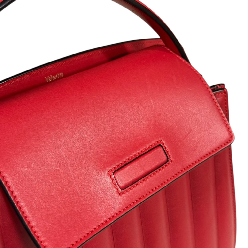 Valextra Red Color Leather Shoulder Bag (Pre-Owned)