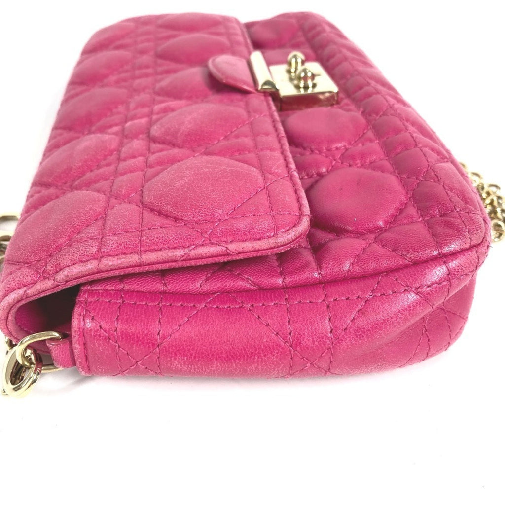 Christian Dior Pink Leather Clutch Bag Shoulder Bag (Pre-Owned)