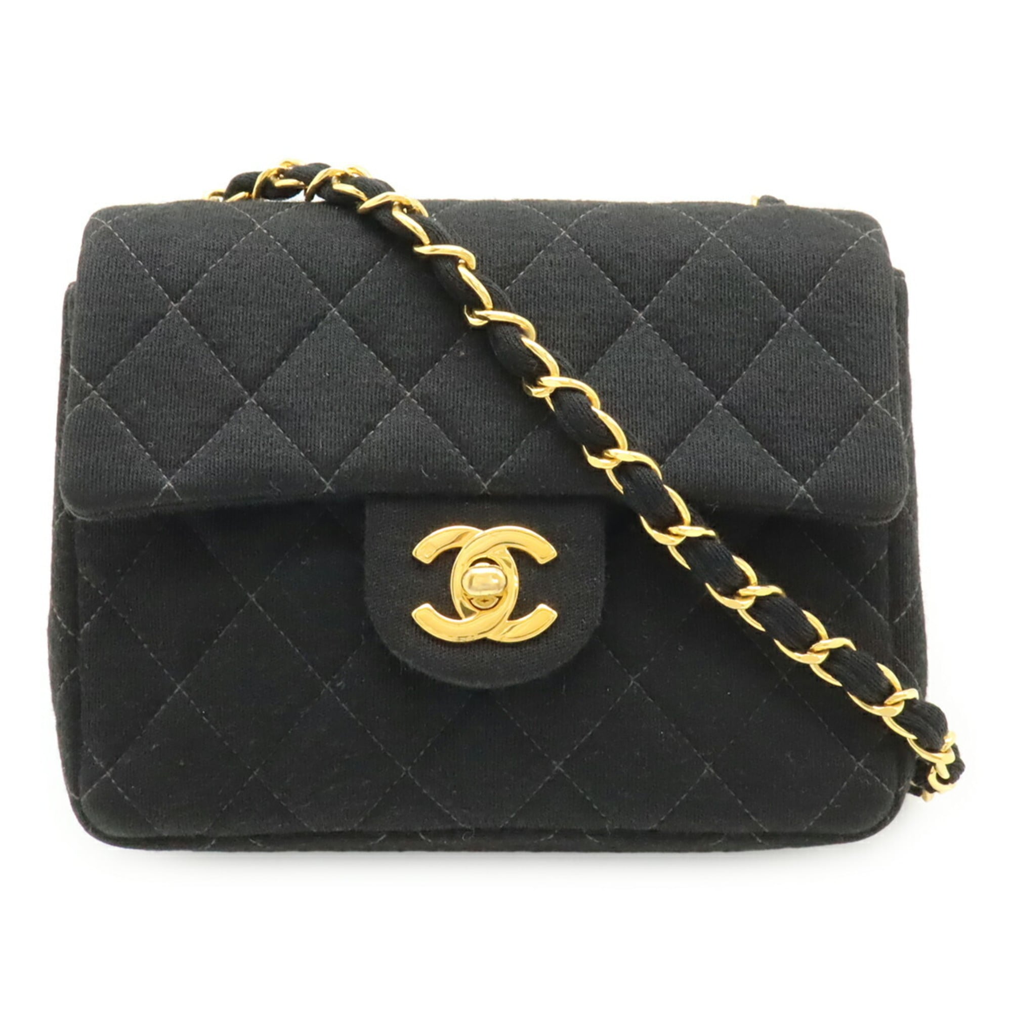 Chanel Black Cotton Pochette Shoulder Bag (Pre-Owned)