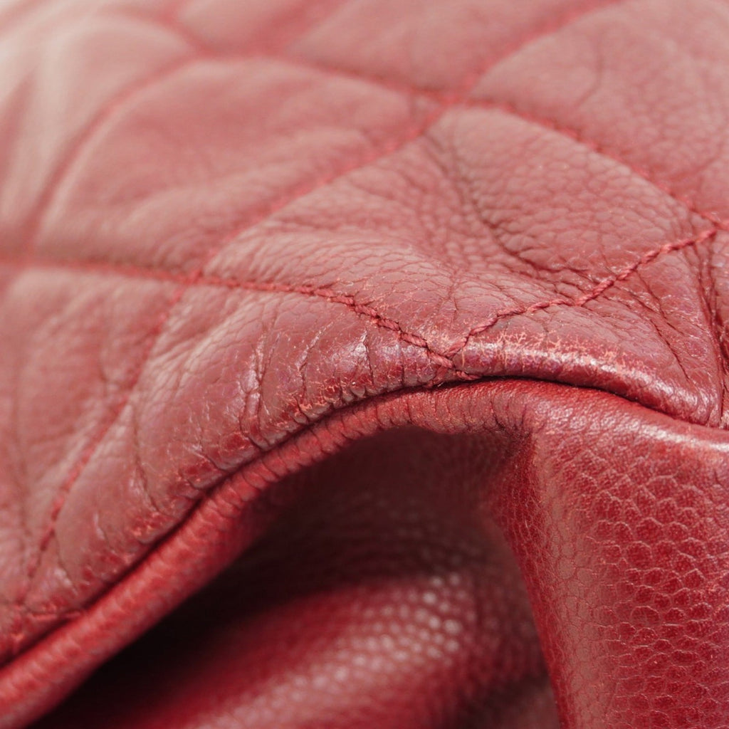 Chanel Red Color Grained Calfskin Shoulder Bag (Pre-Owned)