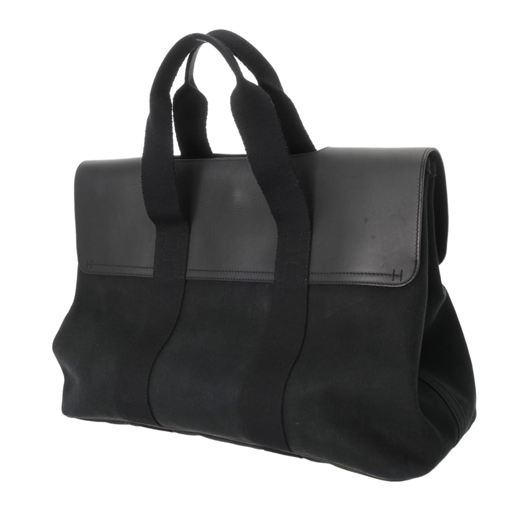 Hermes Black Toile Chevron Handbag (Pre-Owned)