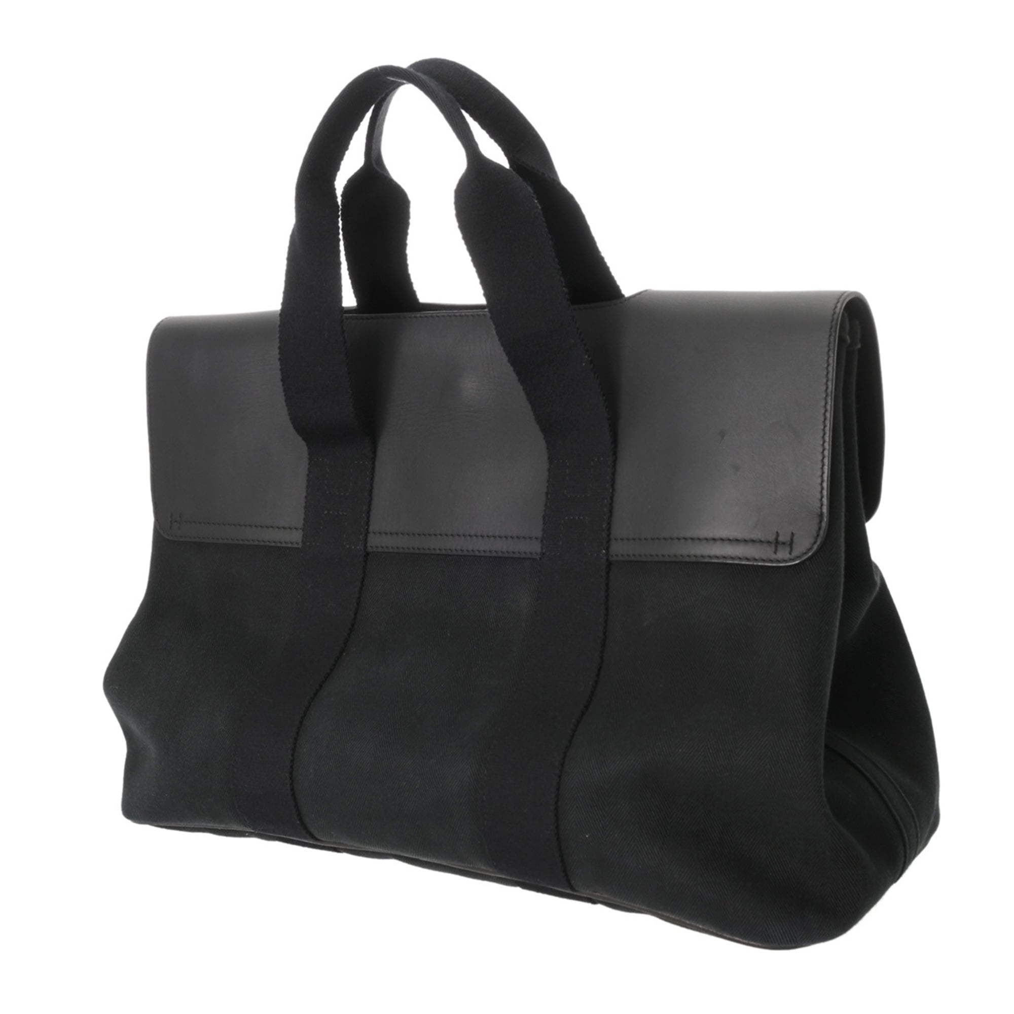 Hermes Black Toile Chevron Handbag (Pre-Owned)