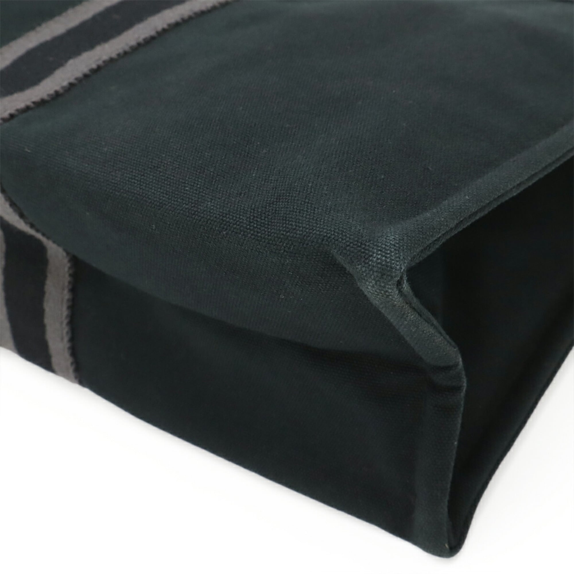 Hermes Black Gray Canvas Leather Clutch Bag (Pre-Owned)