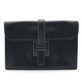 Hermes Dark Navy Navy Leather Clutch Bag (Pre-Owned)