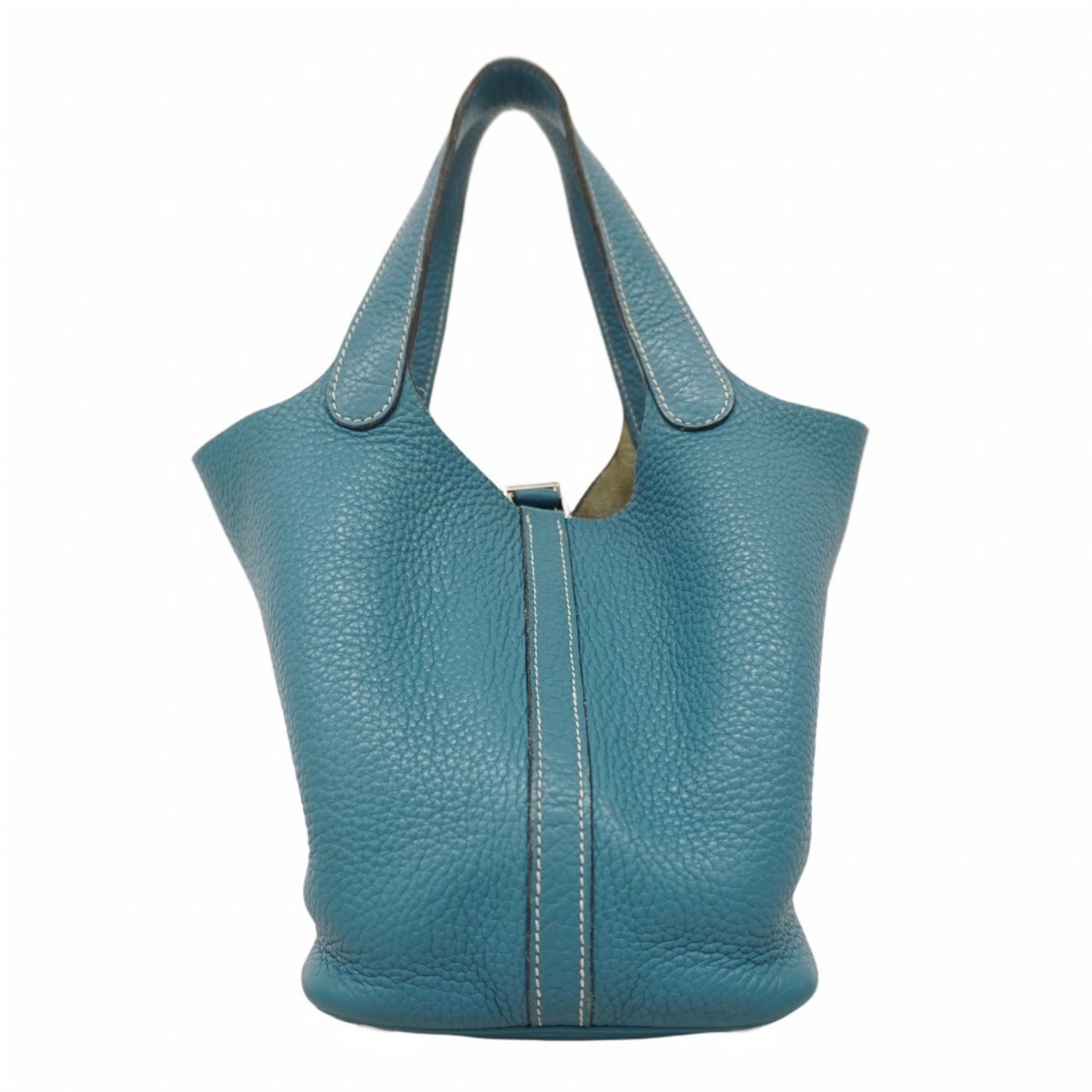 Hermes Blue Jean Taurillon Clemence Leather Handbag (Pre-Owned)