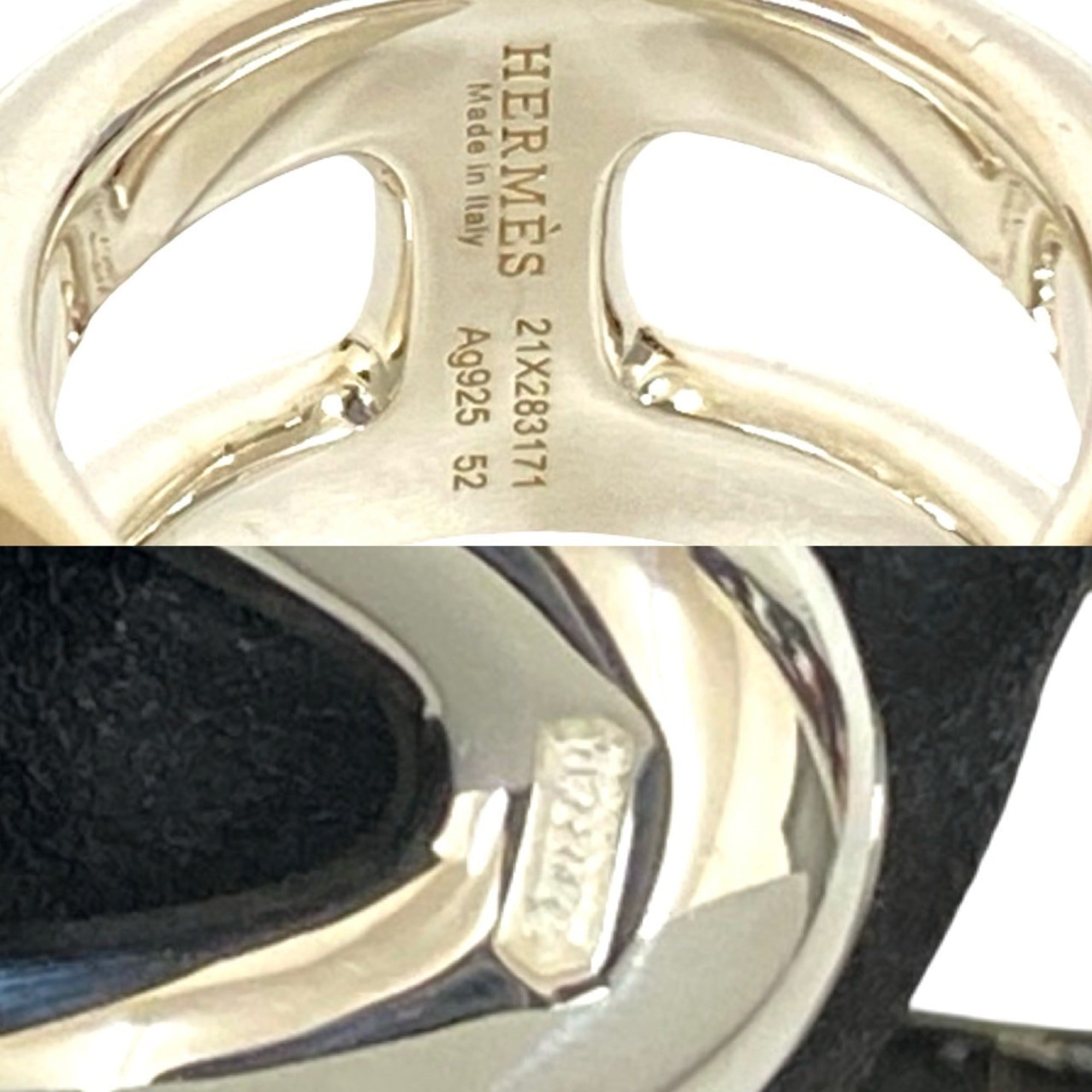 Hermes Silver Silver 925 Band Ring (Pre-Owned)