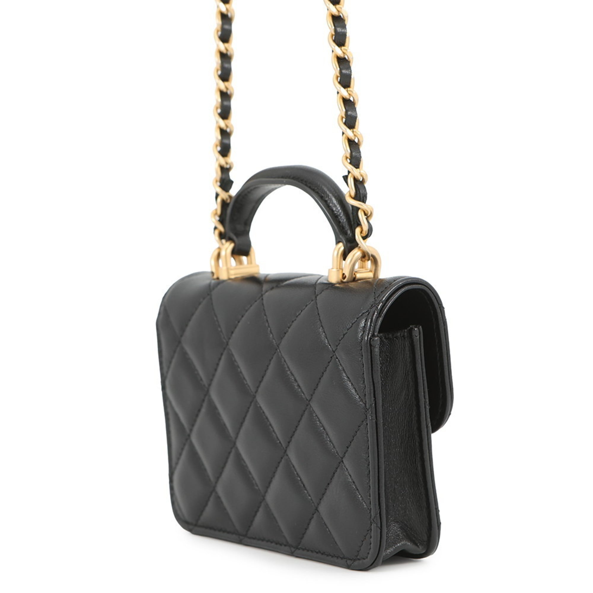 Chanel Matelasse Black Leather Chain/Shoulder Wallet (Pre-Owned)
