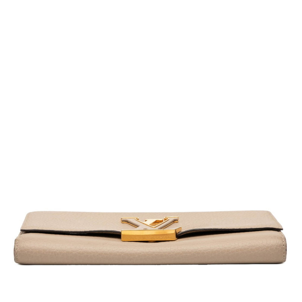 Louis Vuitton Beige Leather Long Wallet (Tri-Fold) (Pre-Owned)