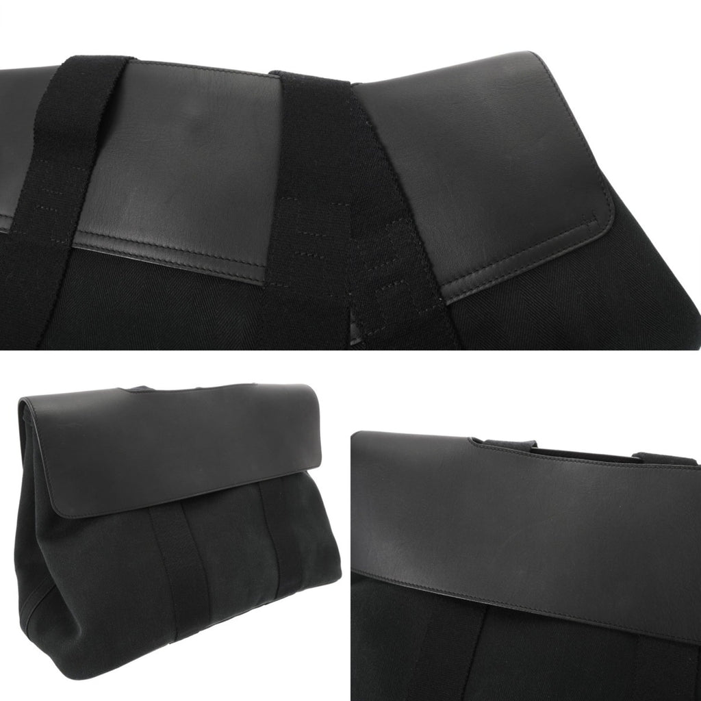 Hermes Black Toile Chevron Handbag (Pre-Owned)