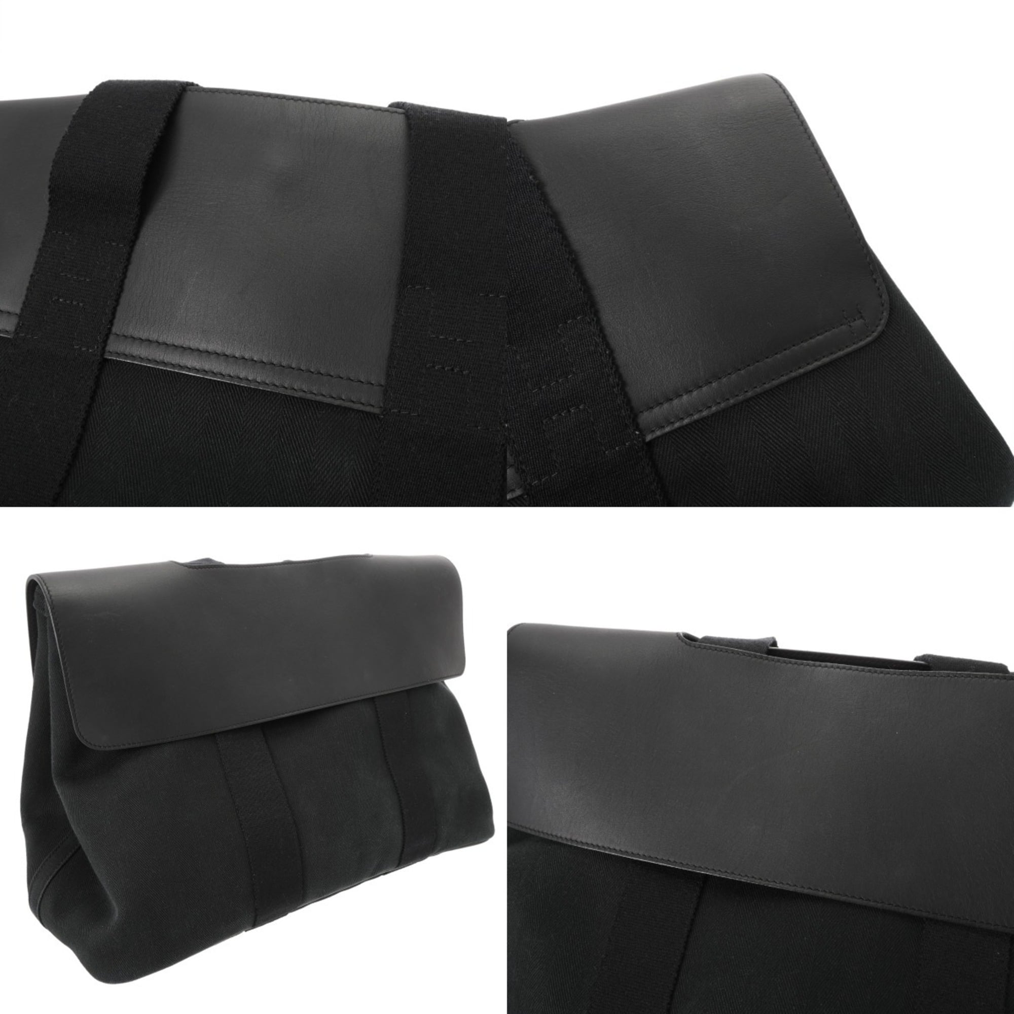Hermes Black Toile Chevron Handbag (Pre-Owned)