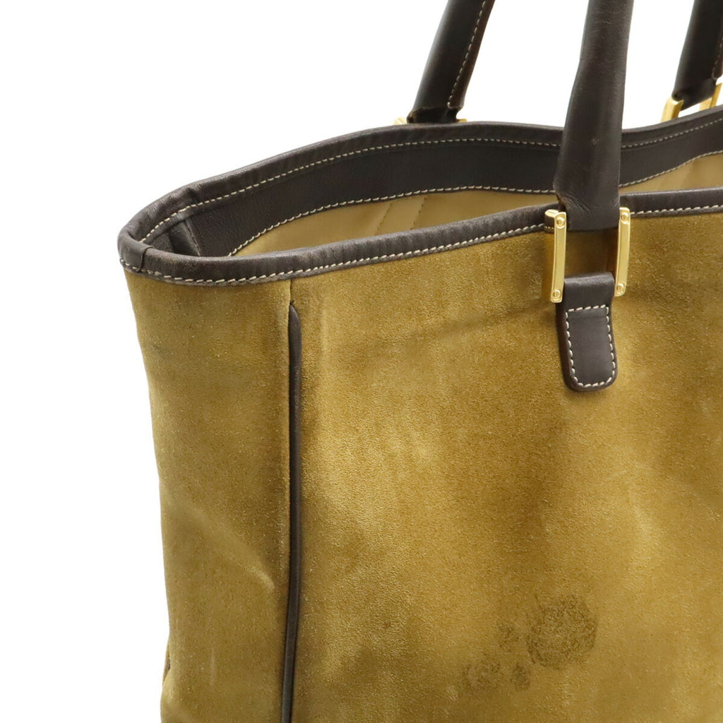 Loewe Beige Black Dark Brown Khaki Suede Leather Pouch Tote Bag (Pre-Owned)