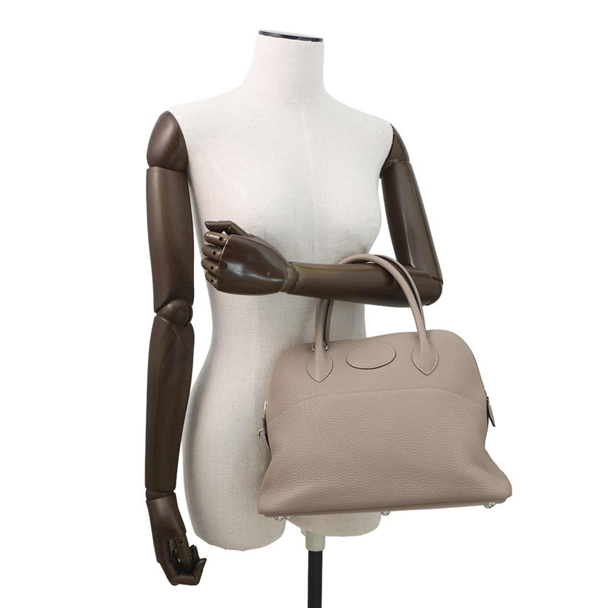 Hermes Bolide Gris Tourterelle Taurillon Clemence Leather Handbag (Pre-Owned)