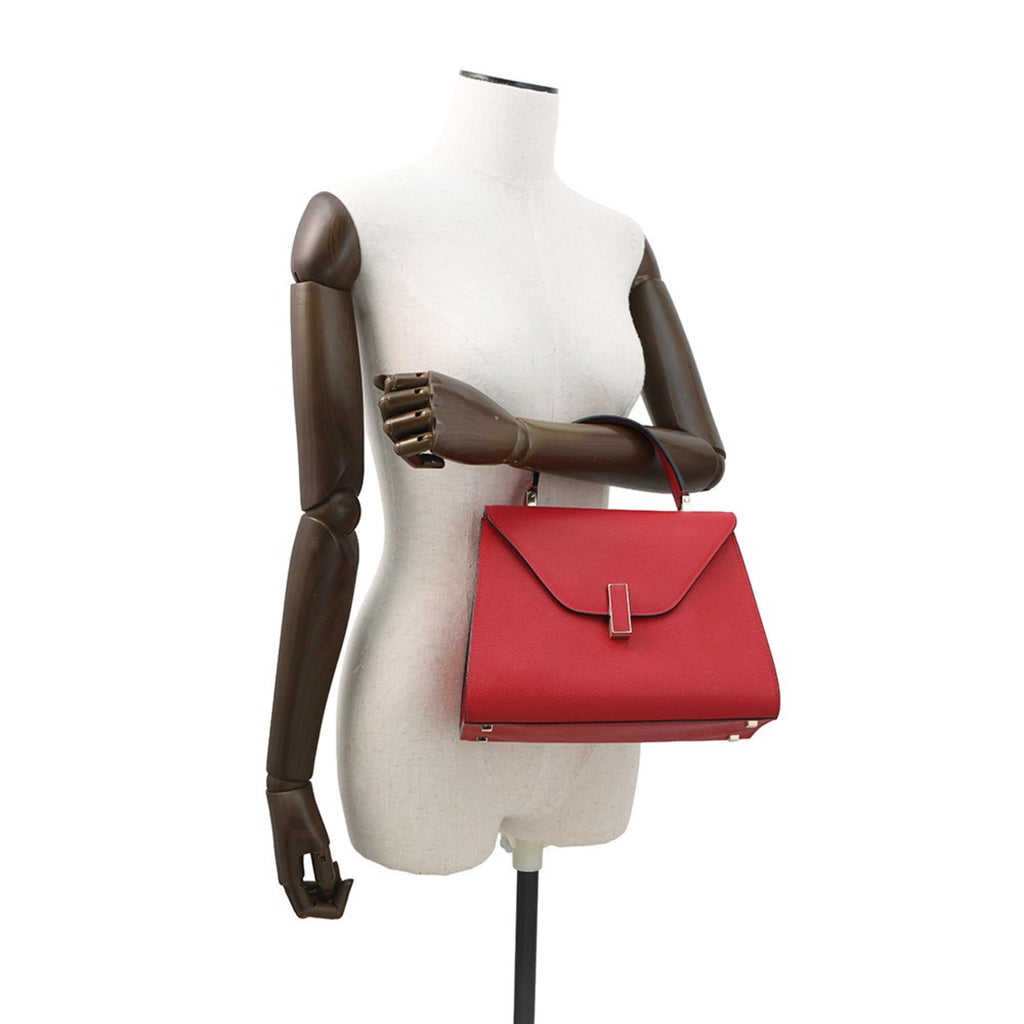 Valextra Pink Red Color Leather Handbag (Pre-Owned)
