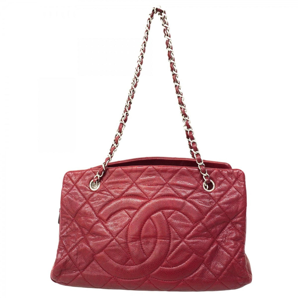 Chanel Red Color Grained Calfskin Shoulder Bag (Pre-Owned)