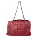 Chanel Red Color Grained Calfskin Shoulder Bag (Pre-Owned)