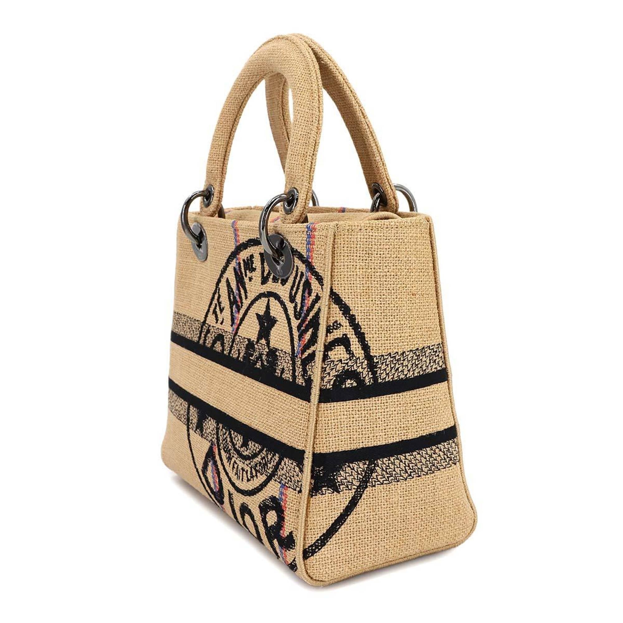 Christian Dior Beige Canvas Handbag Shoulder Bag (Pre-Owned)