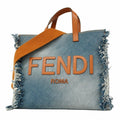 Fendi Blue Light Brown Denim Tote Bag (Pre-Owned)