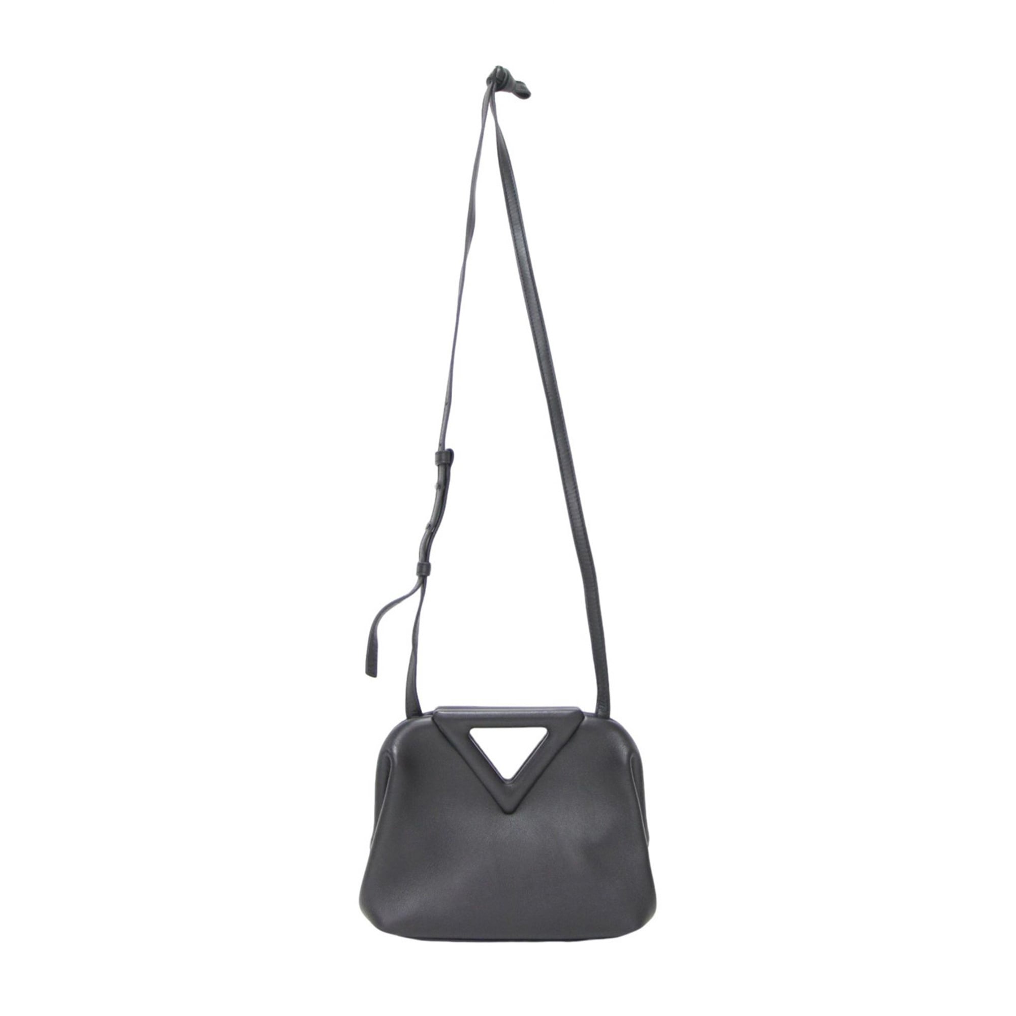 Bottega Veneta Black Leather Handbag Shoulder Bag (Pre-Owned)