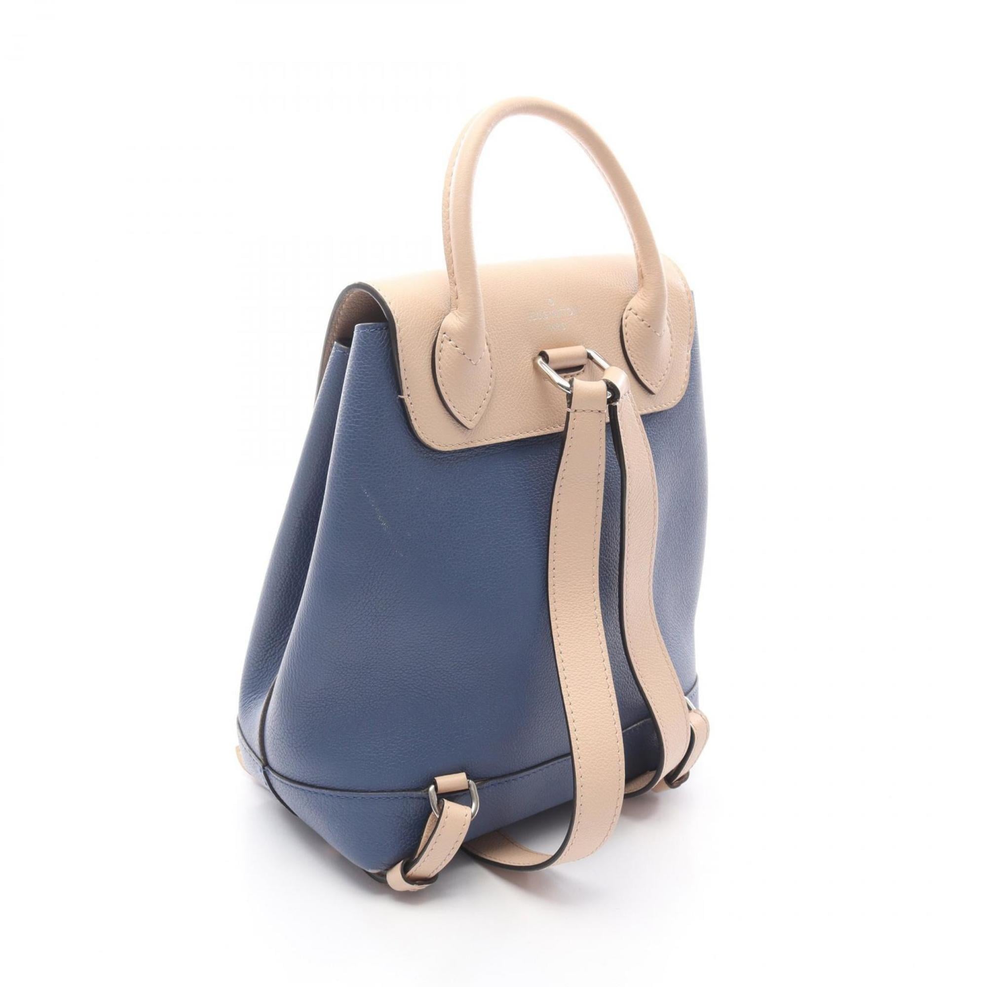 Louis Vuitton Beige Blue Leather Backpack (Pre-Owned)