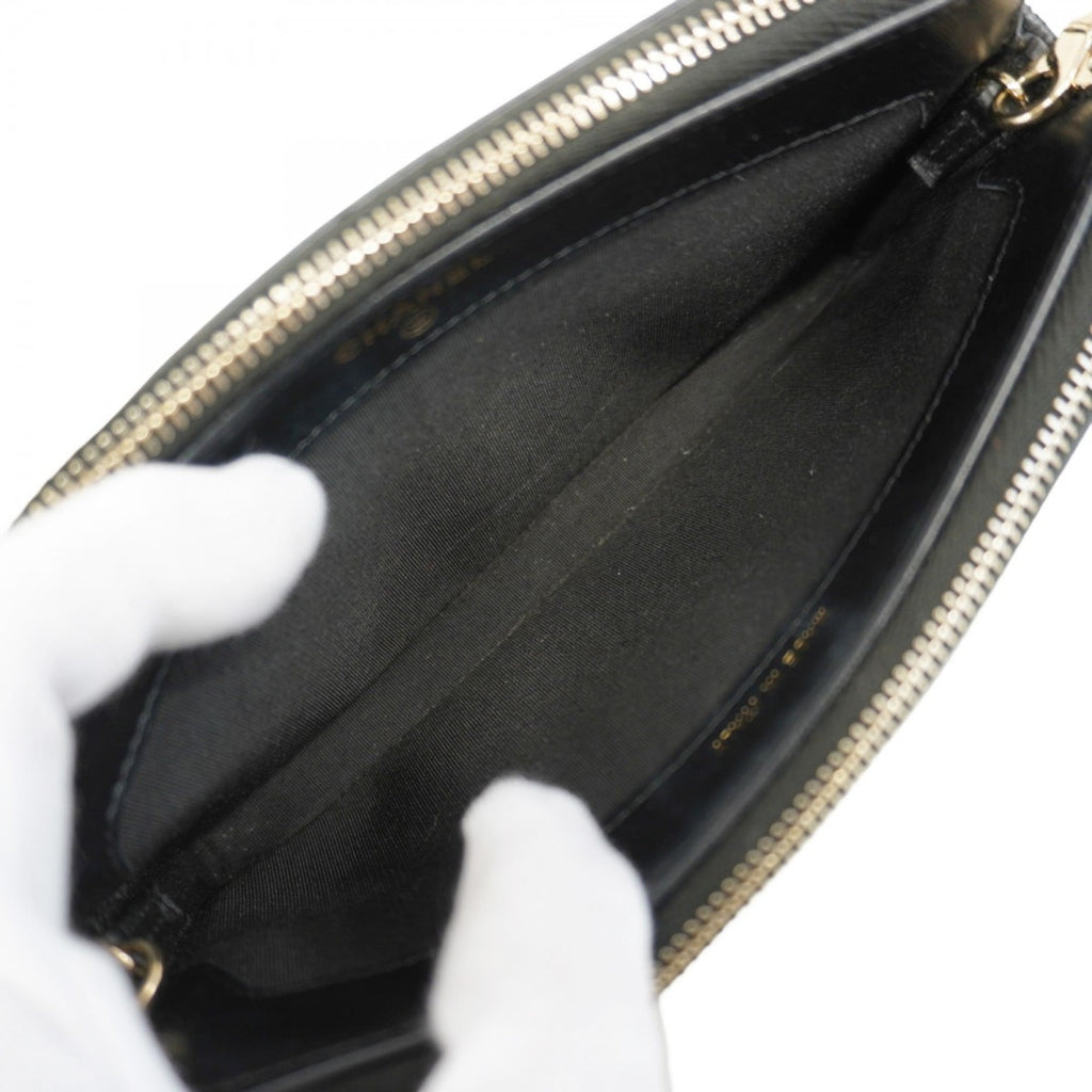 Chanel Black Grained Calfskin Chain/Shoulder Wallet (Pre-Owned)