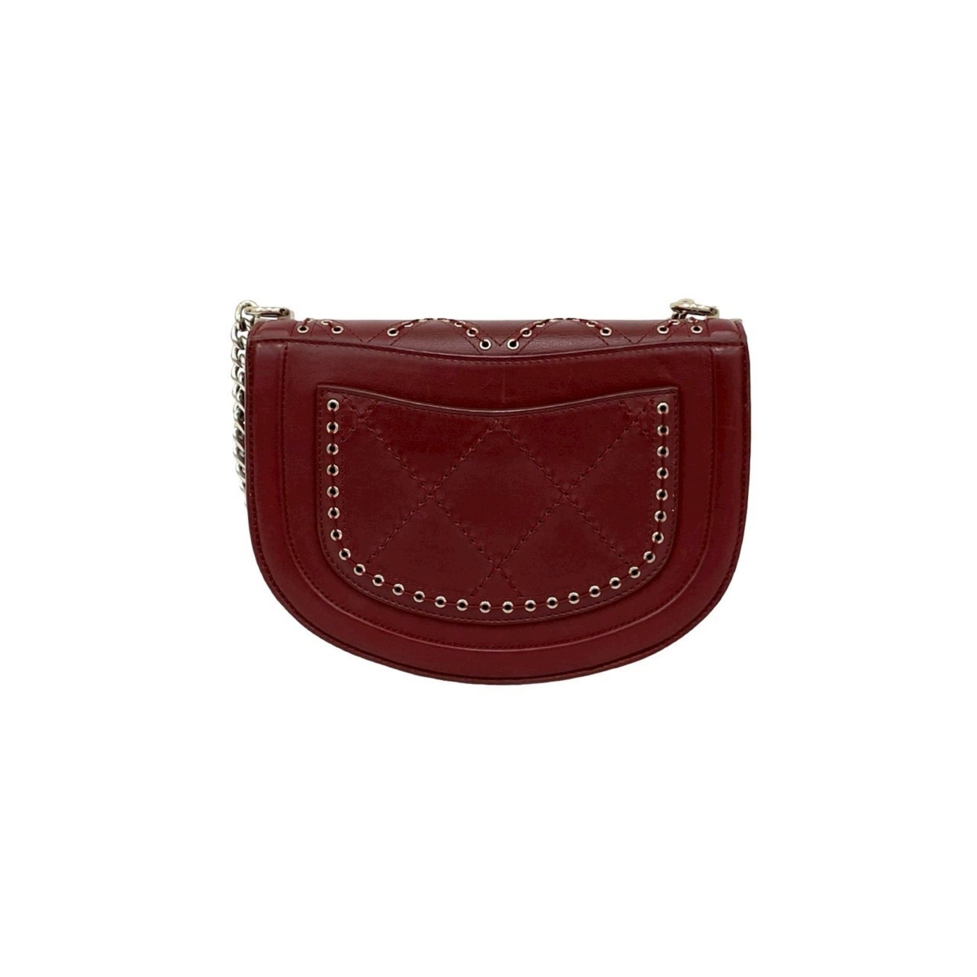 Chanel Red Color Wine Leather Pochette Shoulder Bag (Pre-Owned)