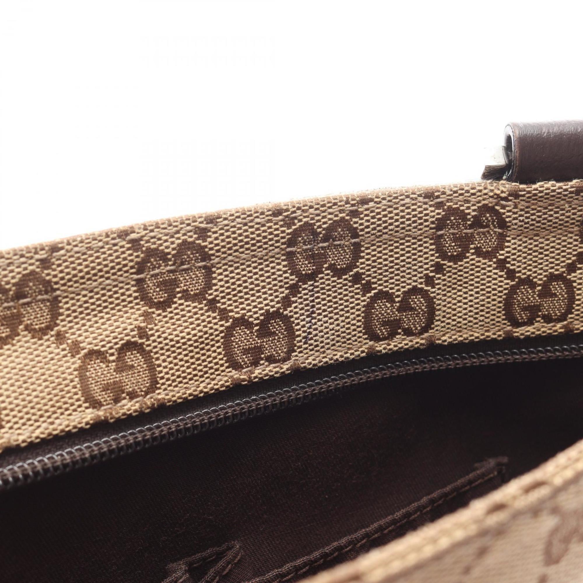 Gucci Beige Brown Multi-Color Gg Canvas Leather Shoulder Bag (Pre-Owned)