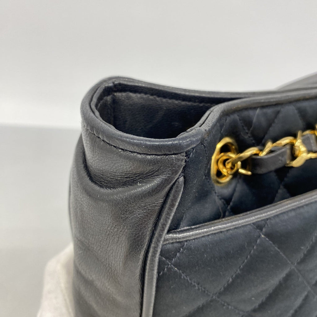Chanel Black Leather Satin Tote Bag (Pre-Owned)