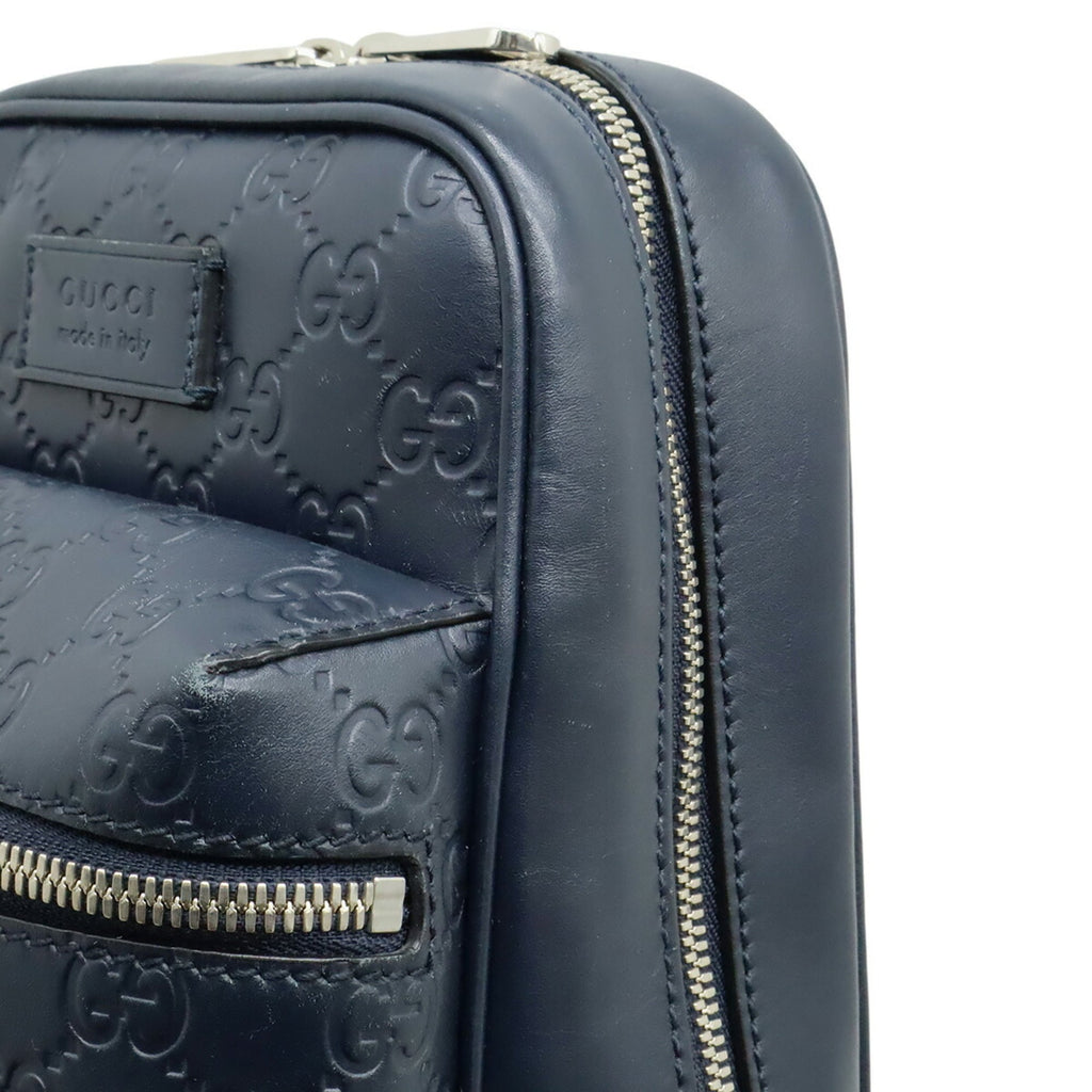 Gucci Navy Leather Shoulder Bag (Pre-Owned)