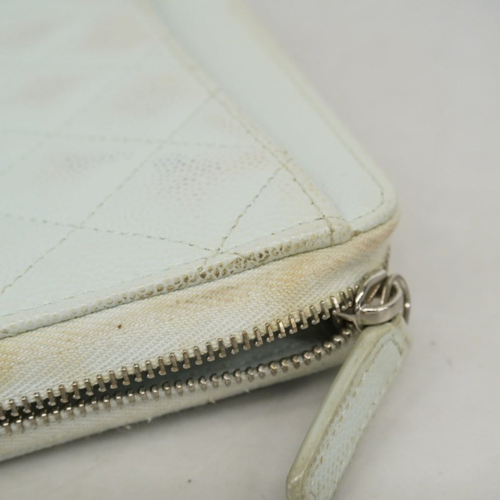 Chanel Light Blue Grained Calfskin Long Wallet (Bi-Fold) (Pre-Owned)