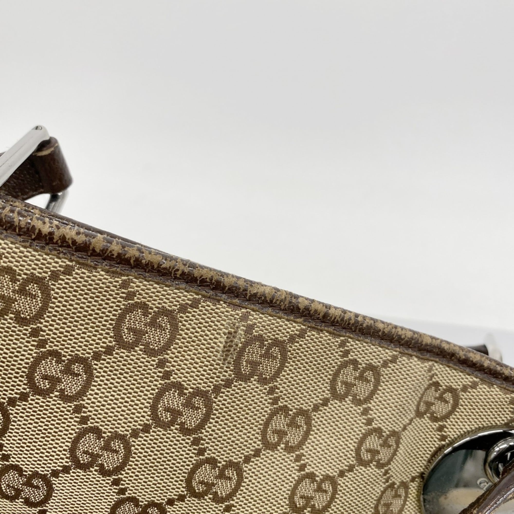 Gucci Beige Brown Canvas Tote Bag (Pre-Owned)
