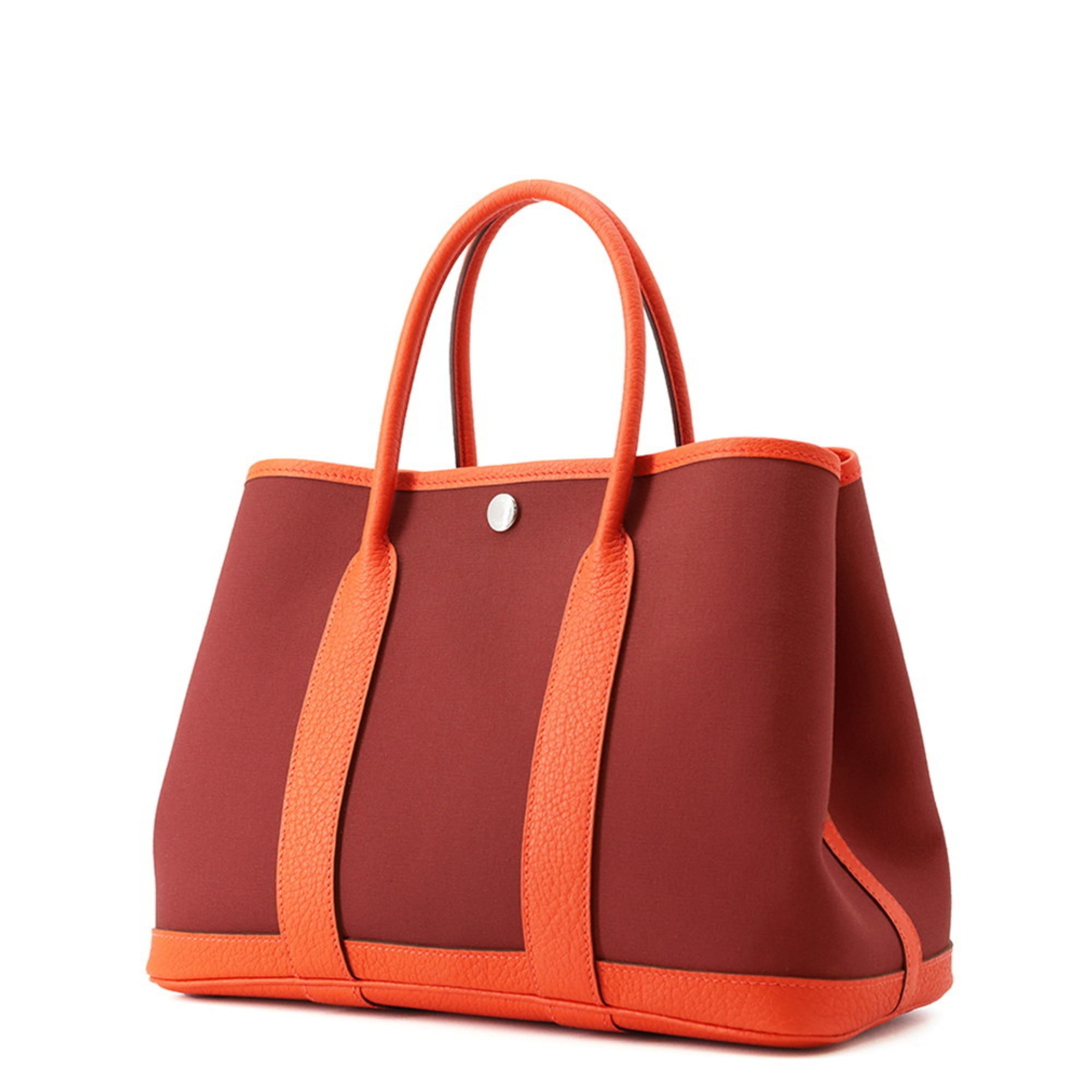 Hermes Garden Orange Poppy Rouge Grenat Toile H Negonda Leather Tote Bag (Pre-Owned)