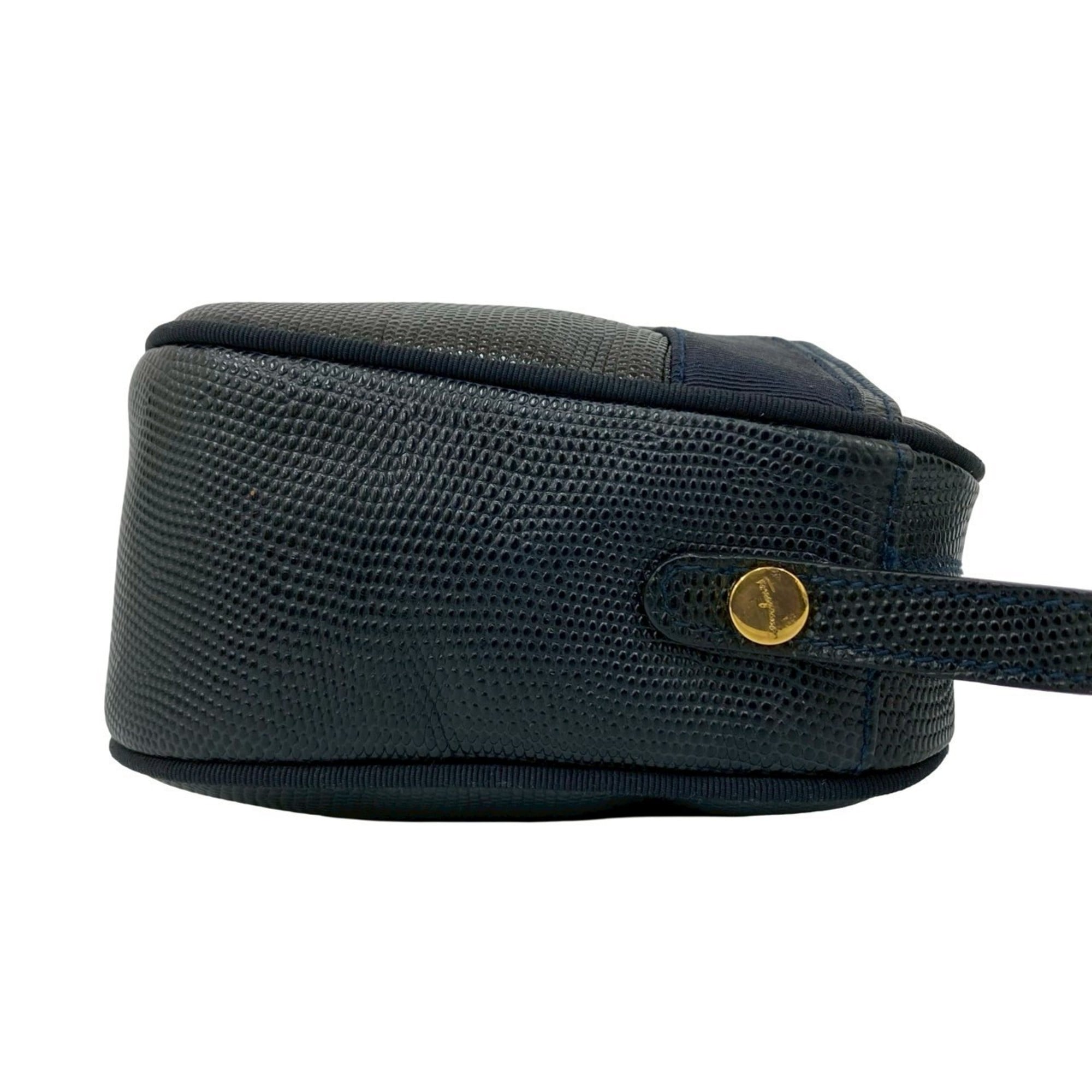 Salvatore Ferragamo Navy Leather Pochette Shoulder Bag (Pre-Owned)
