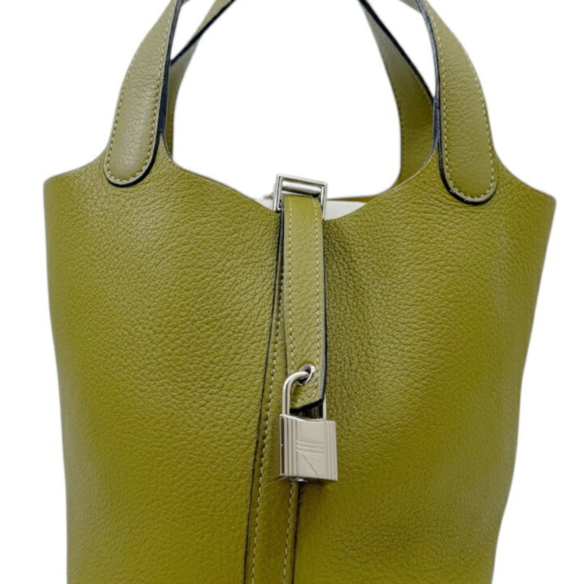 Hermes Anis Green Taurillon Clemence Leather Handbag (Pre-Owned)