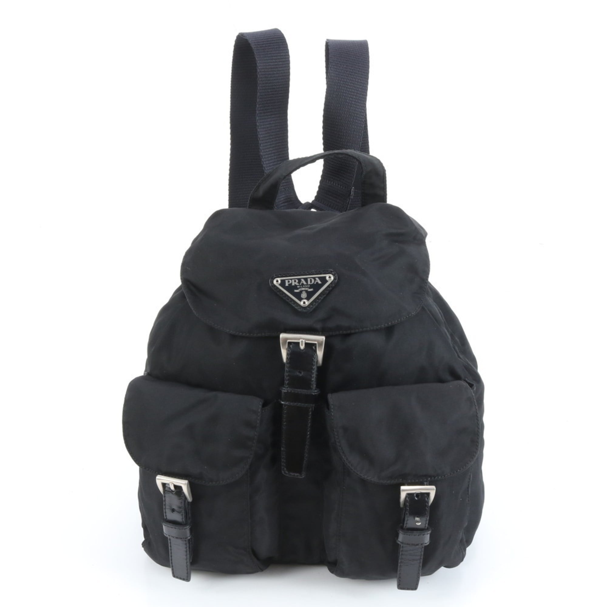 Prada Black Leather Nylon Backpack (Pre-Owned)